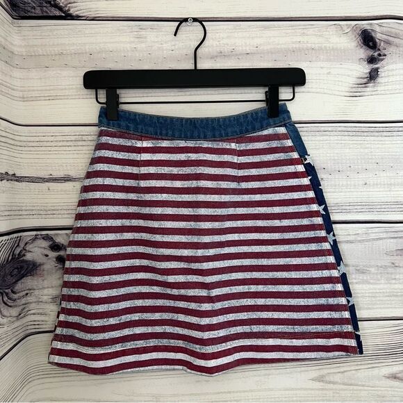 American Apparel American Flag Denim High Waist Mini Skirt - Picture 5 of 8